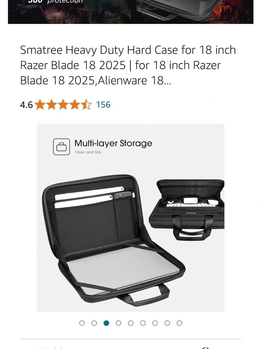 Smatree Black Heavy Duty Hard Laptop Case Shoulder Strap Briefcase